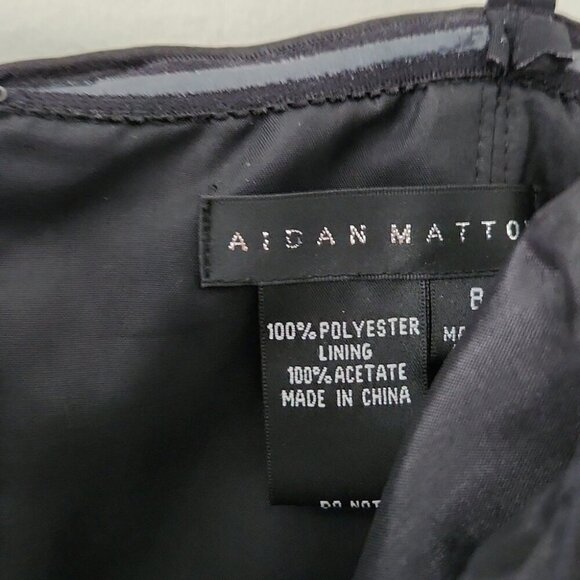 AIDAN MATTOX | Fit And Flare Sequin Dress Navy Black Sz 8 - Picture 7 of 8